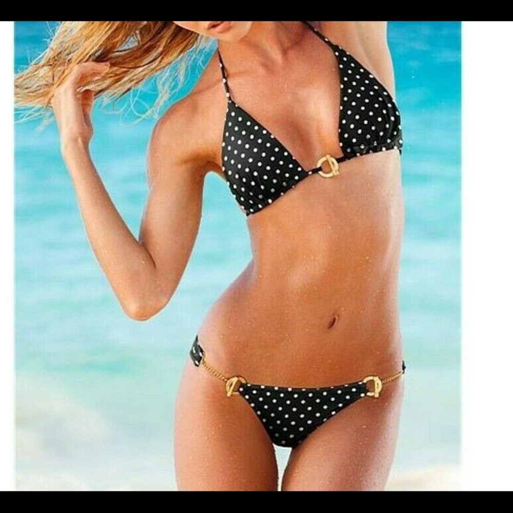 Victoria's Secret Bikini Black White Polka Dots